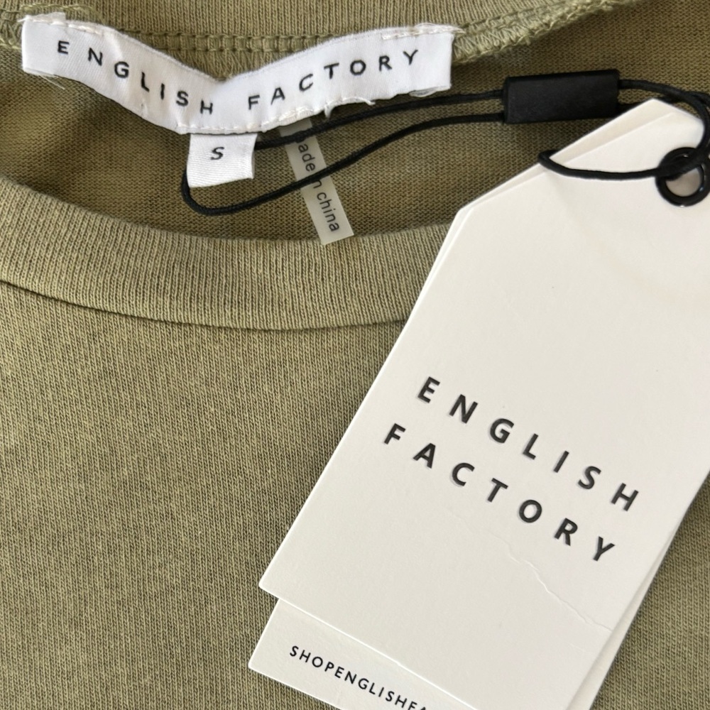 ENGLISH FACTORY cotton top, sz small,army green Long sleeves with poplin bells - Picture 5 of 5